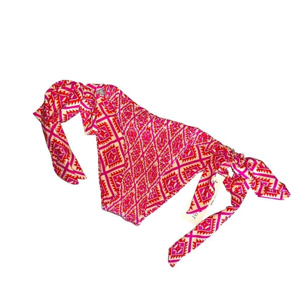 Tori Praver x Target Seafoam Textured 2-piece Swimsuit Geometric Pink Print NEW - Picture 6 of 13